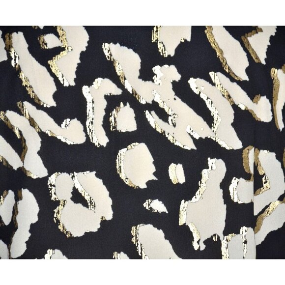 JM Collection Black Print Tunic 3/4 Sleeve V-Neck Blouse Size M Metallic Sequin - Picture 8 of 11